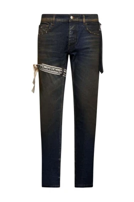 Jeans med tryck och sidoband