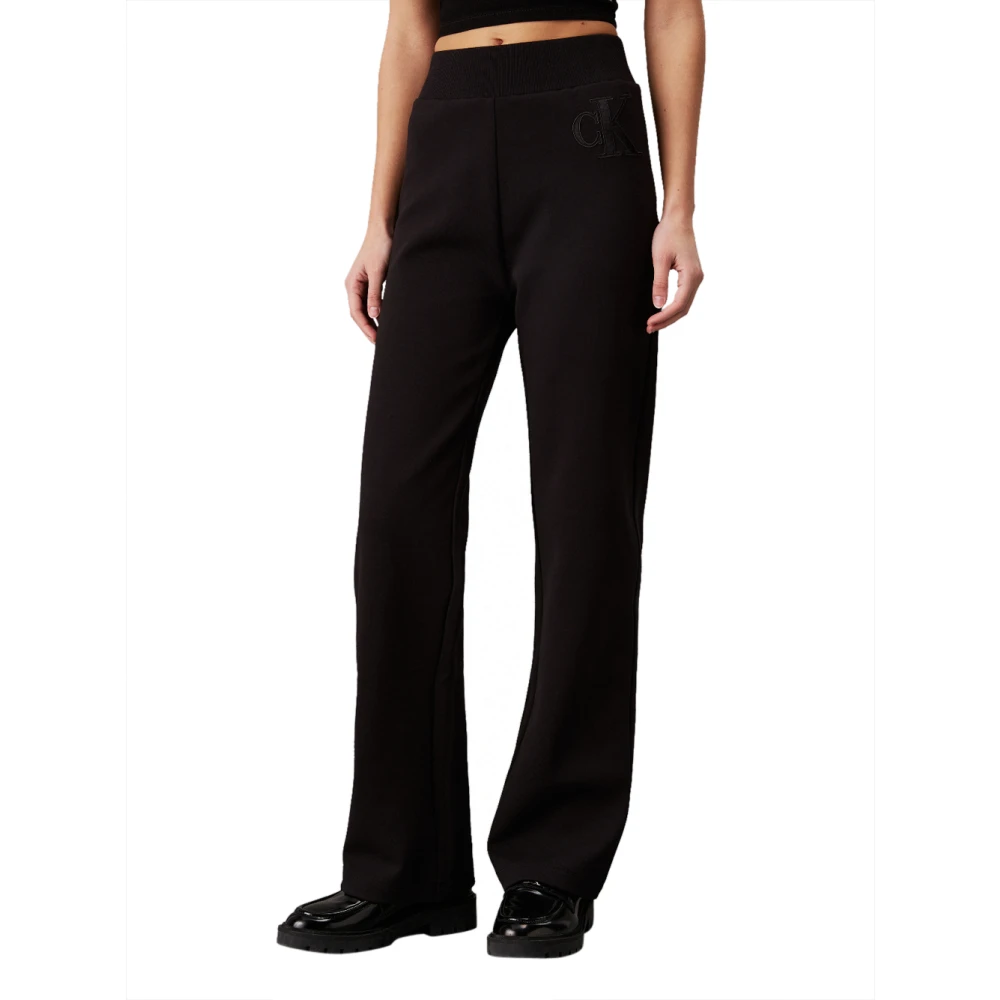 Calvin Klein Jeans Zwarte joggers met satijnen applicatie Black Dames