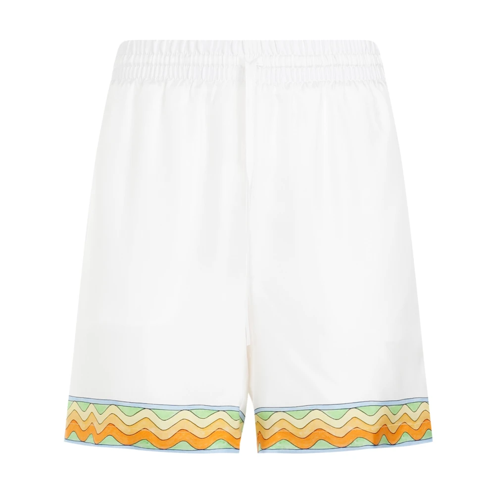 Casablanca Witte zijden shorts Afro Cubism White Heren