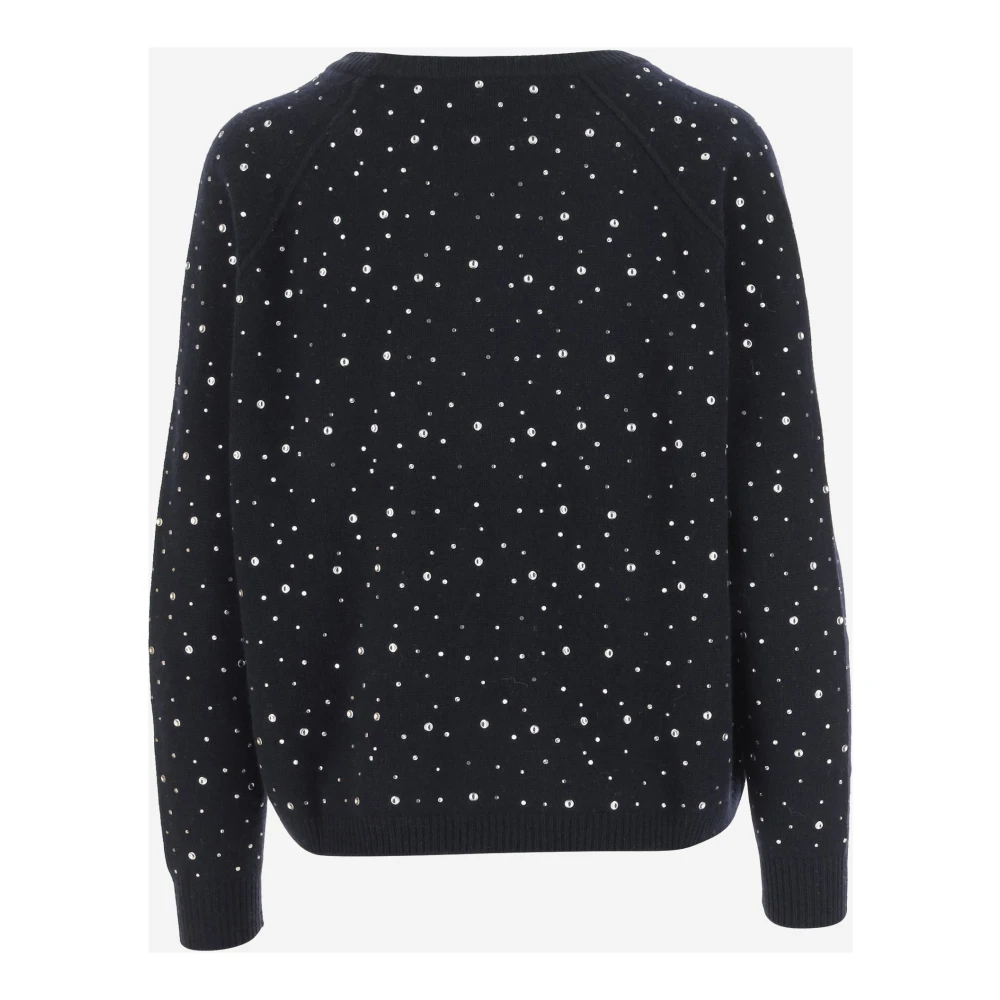allude Wollen trui met studs en strass Black Dames