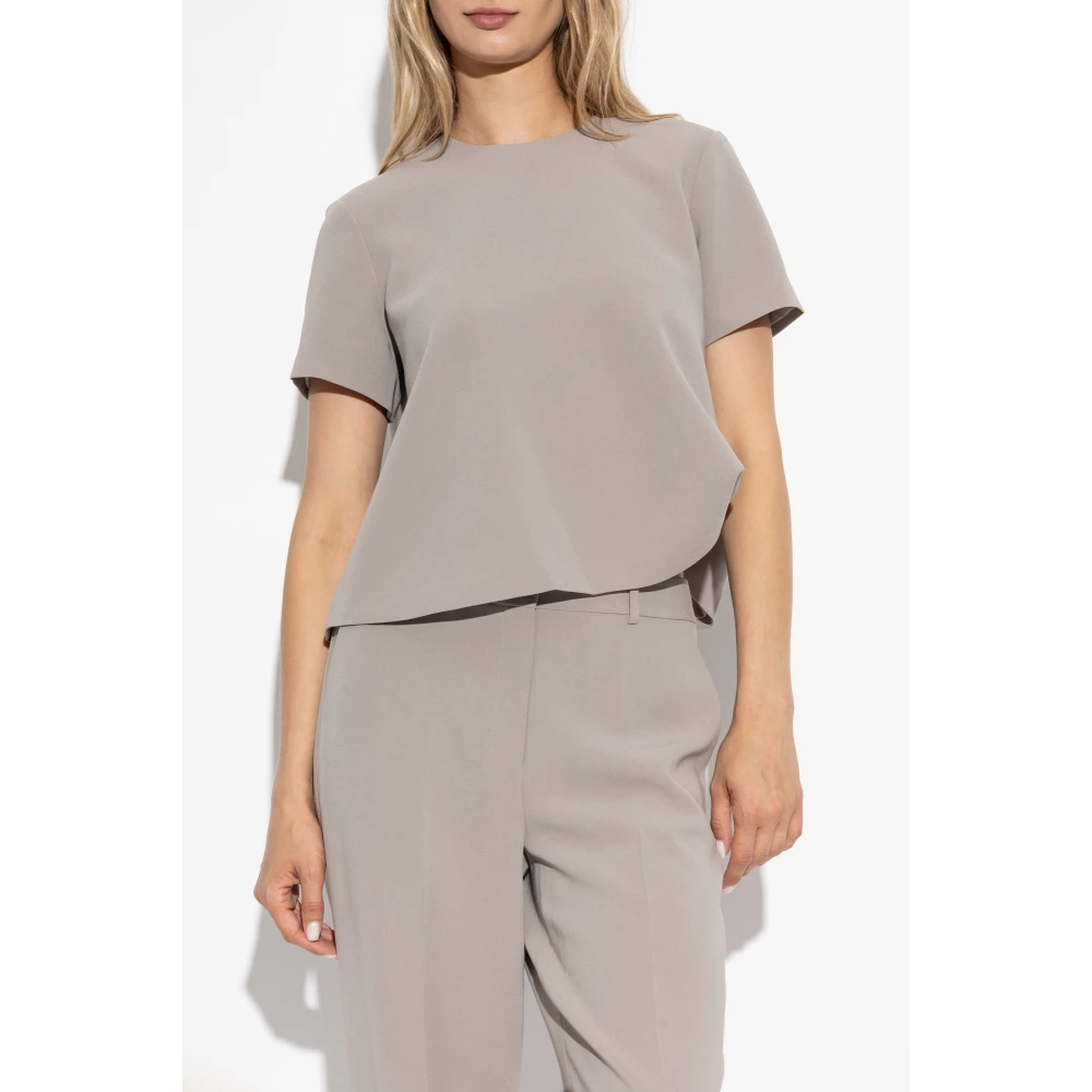 Theory Top met een ronde halslijn Gray Dames