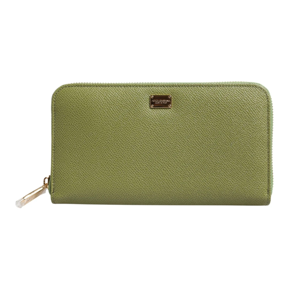 Dolce & Gabbana Women's Green Leather Logo Plaque Wallet