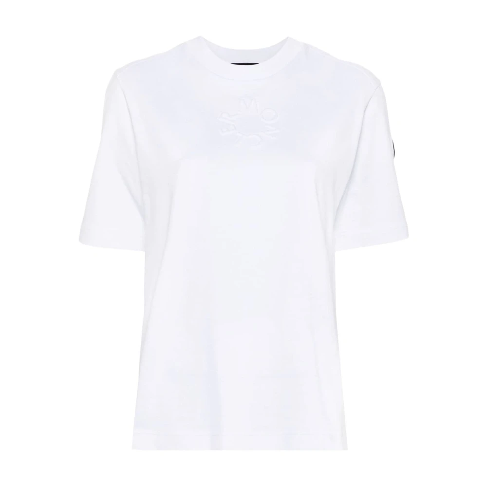 Moncler Logo Katoenen T-shirt Wit White Dames