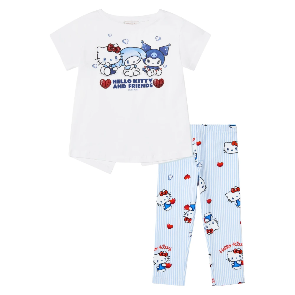 Monnalisa Girls Multicolor Hello Kitty And Friends Legging Set In White - Kids Sets - 3 Y - Kids