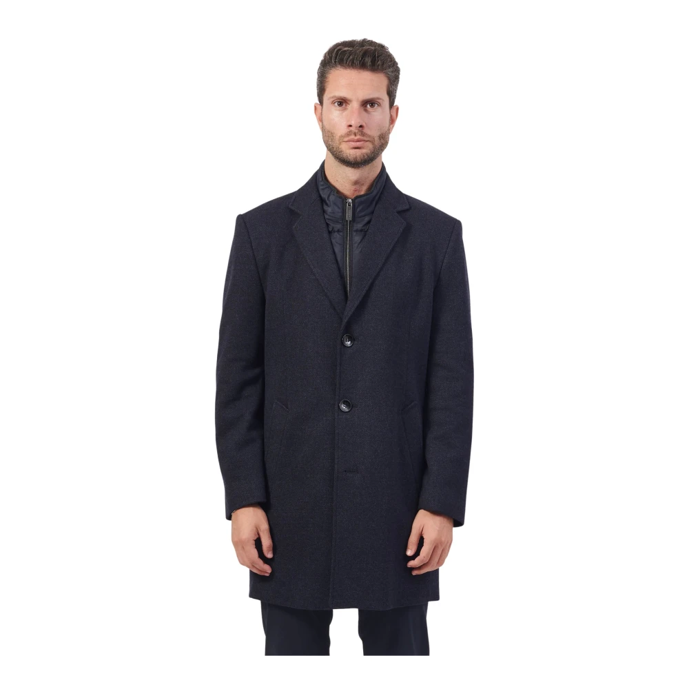 Bugatti Blauwe wollen jas met rits Blue Heren
