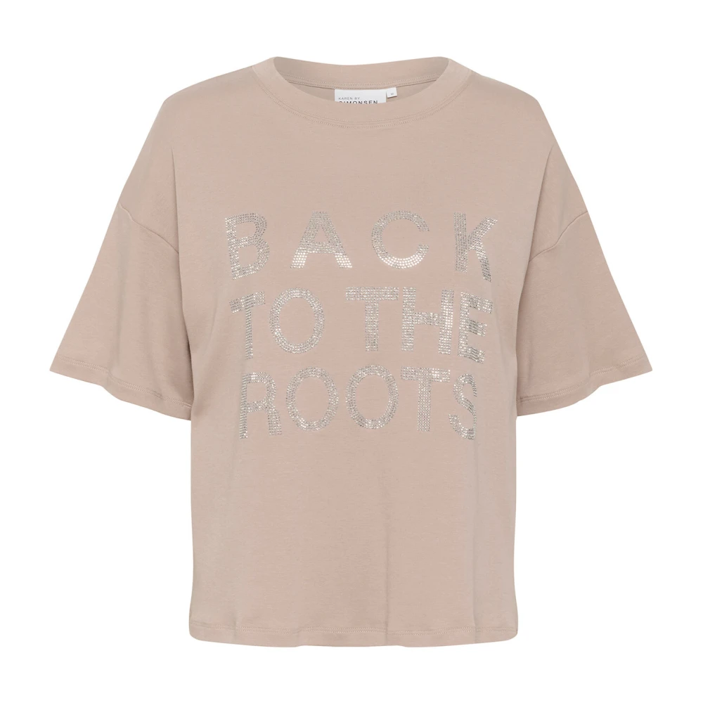 Karen by Simonsen Simply Taupe Tee Top met Similisten Beige Dames