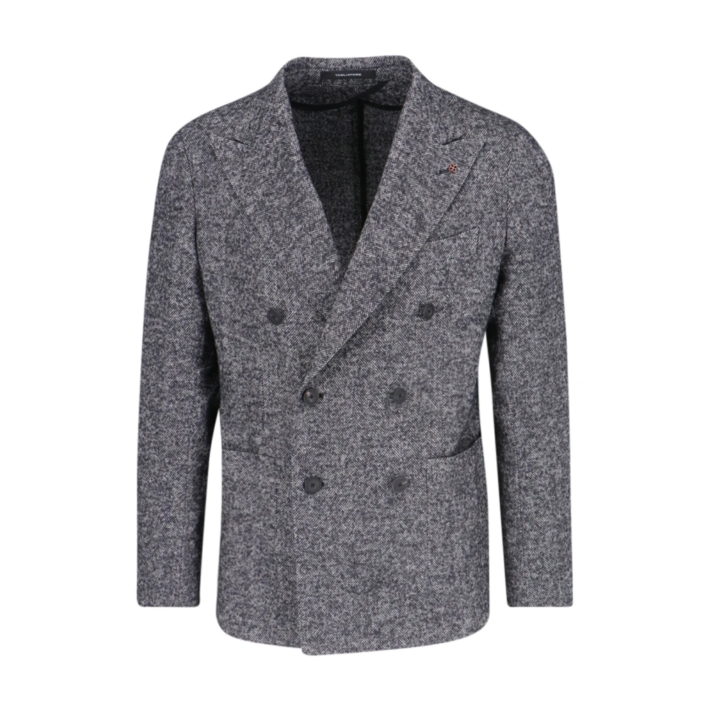 Tagliatore Dubbelborst Houndstooth Blazer Grijs Gray Heren