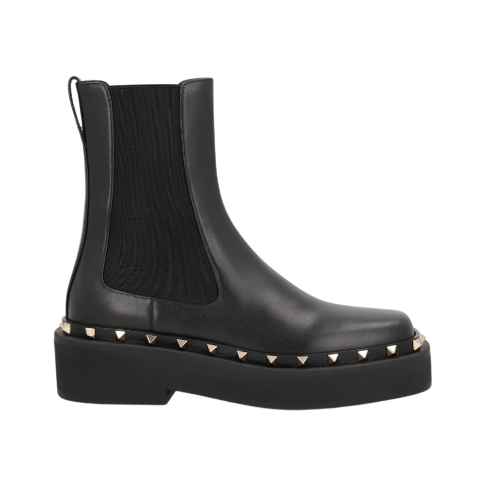 Valentino Garavani Rockstud M-Way Leren Enkellaarzen Black Dames