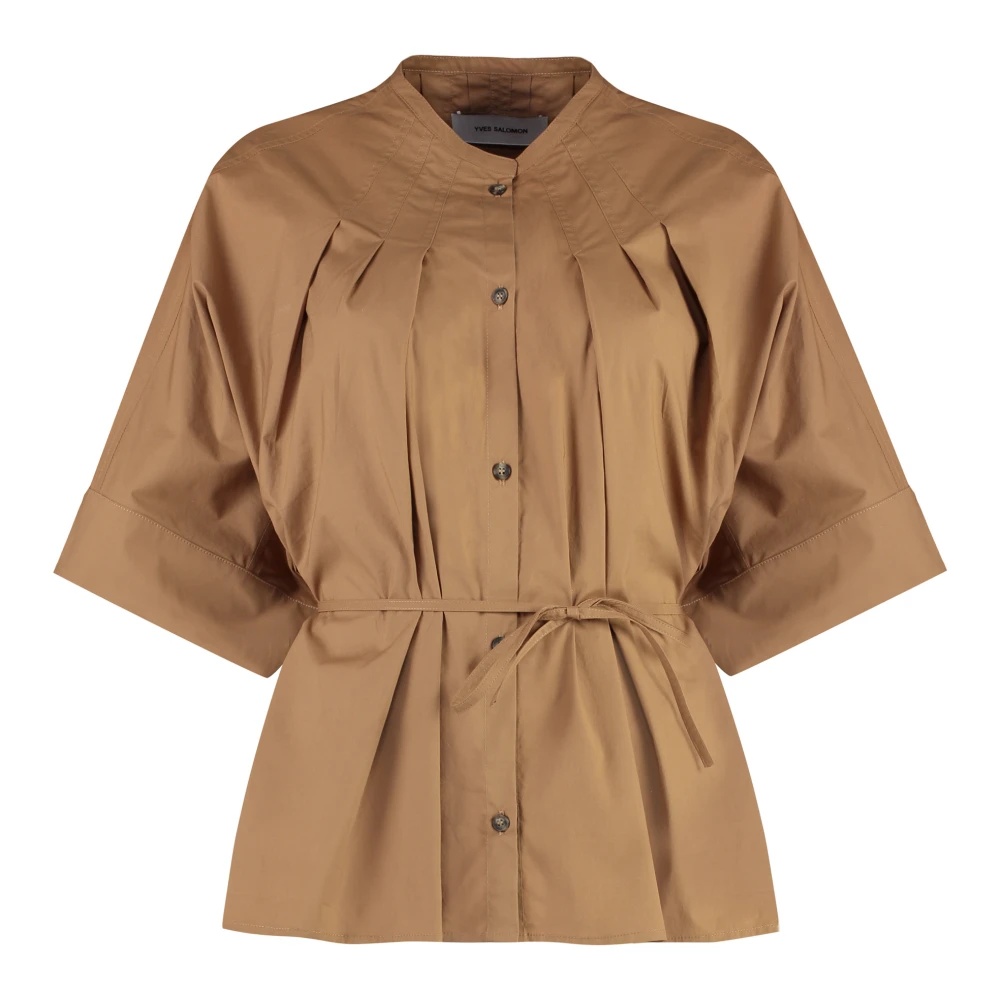 Yves Salomon Oversize Katoenen Blouse Brown Dames