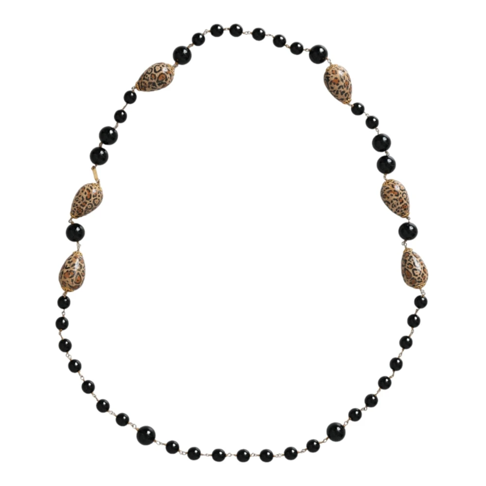 Dolce & Gabbana Vrouw Zwart Minimalistische E Kralen Lange Ketting