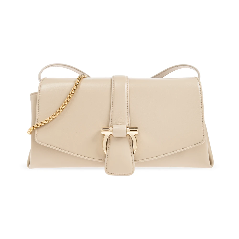 Salvatore Ferragamo Leren schoudertas Beige Dames