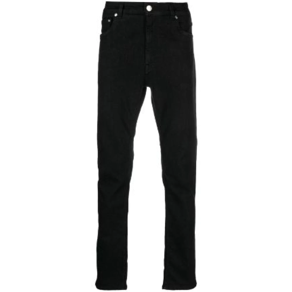 Etro Uomo Nero Jeans A Gamba Dritta A Vita Media