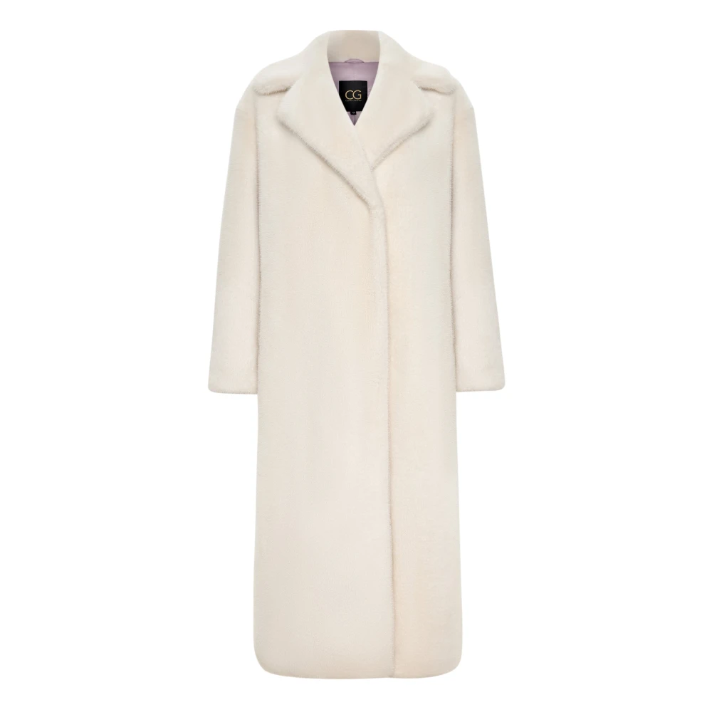 Cesare Gaspari Femme Blanc Manteaux, Taille: 42 Fr Manteau En Fausse Fourrure Luxueuse Freya