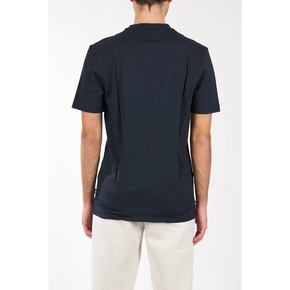 Hugo Boss Katoenen T-shirt met Frontlogo Blue Heren