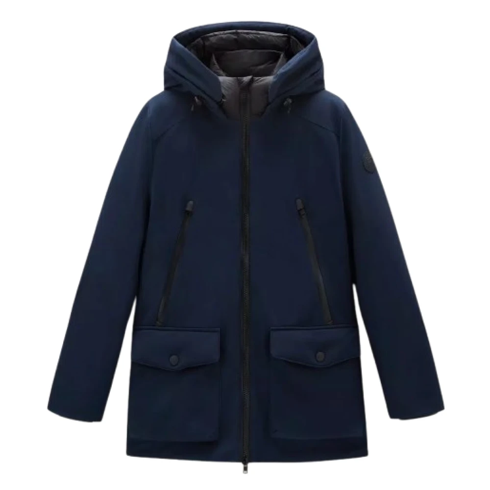 Woolrich Soft Shell Parka Melton Blauw Blue Heren