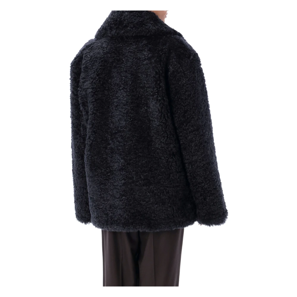 Stella Mccartney Navy Eco Fur Short Coat Blue Dames