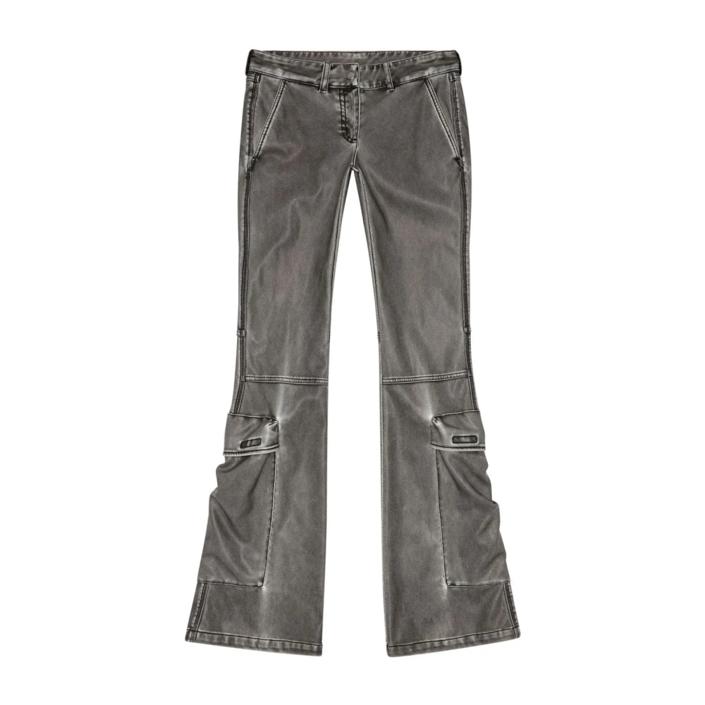 Diesel Zwarte Flared Cargo Jeans Black Dames