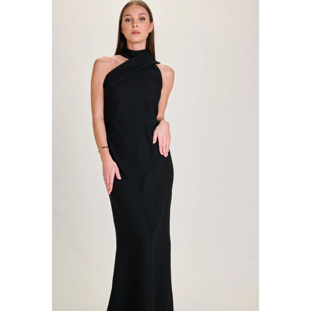 March23 Ademloze Galajurk: Lange Elegante Avondjurk Black Dames