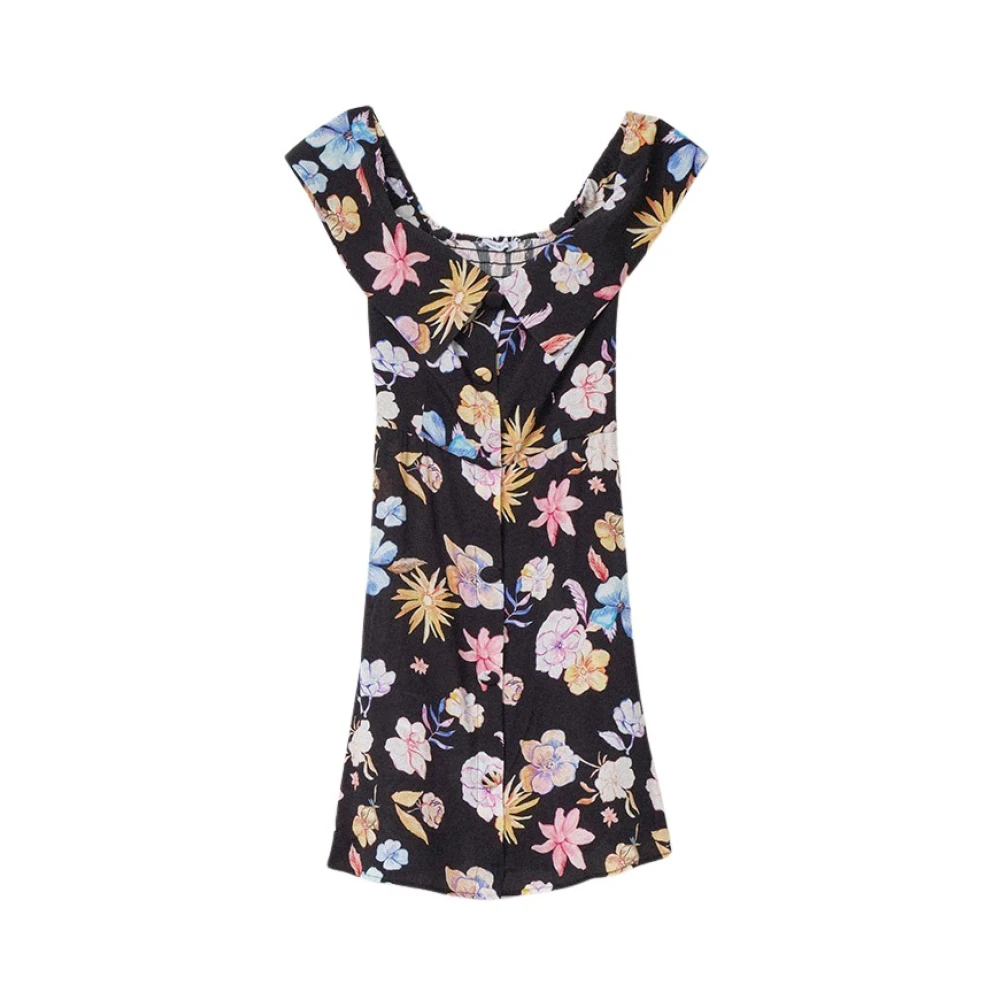 Mar De Margaritas Bloesem Zwart Boothals Jurk Multicolor Dames