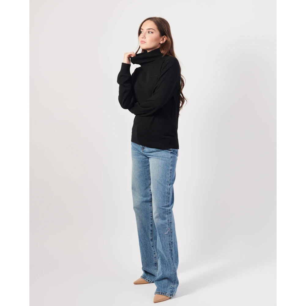 Armani Exchange Zwarte trui met geborduurd logo Black Dames