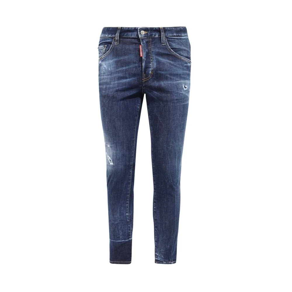 Dsquared2 Contrast Stiksel Denim Jeans Blue Heren