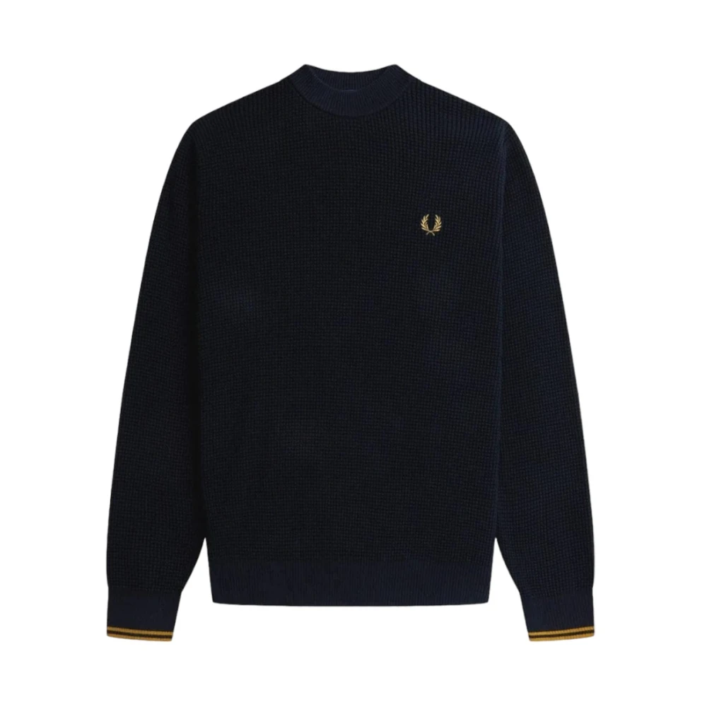 Fred Perry Men's Blue Stylish Maglia Shirt - Round-Neck Knitwear - L - Knitwear