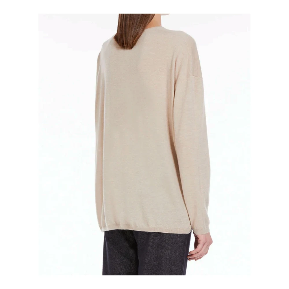 Max Mara Beige Cashmere V-Neck Sweater Beige Dames