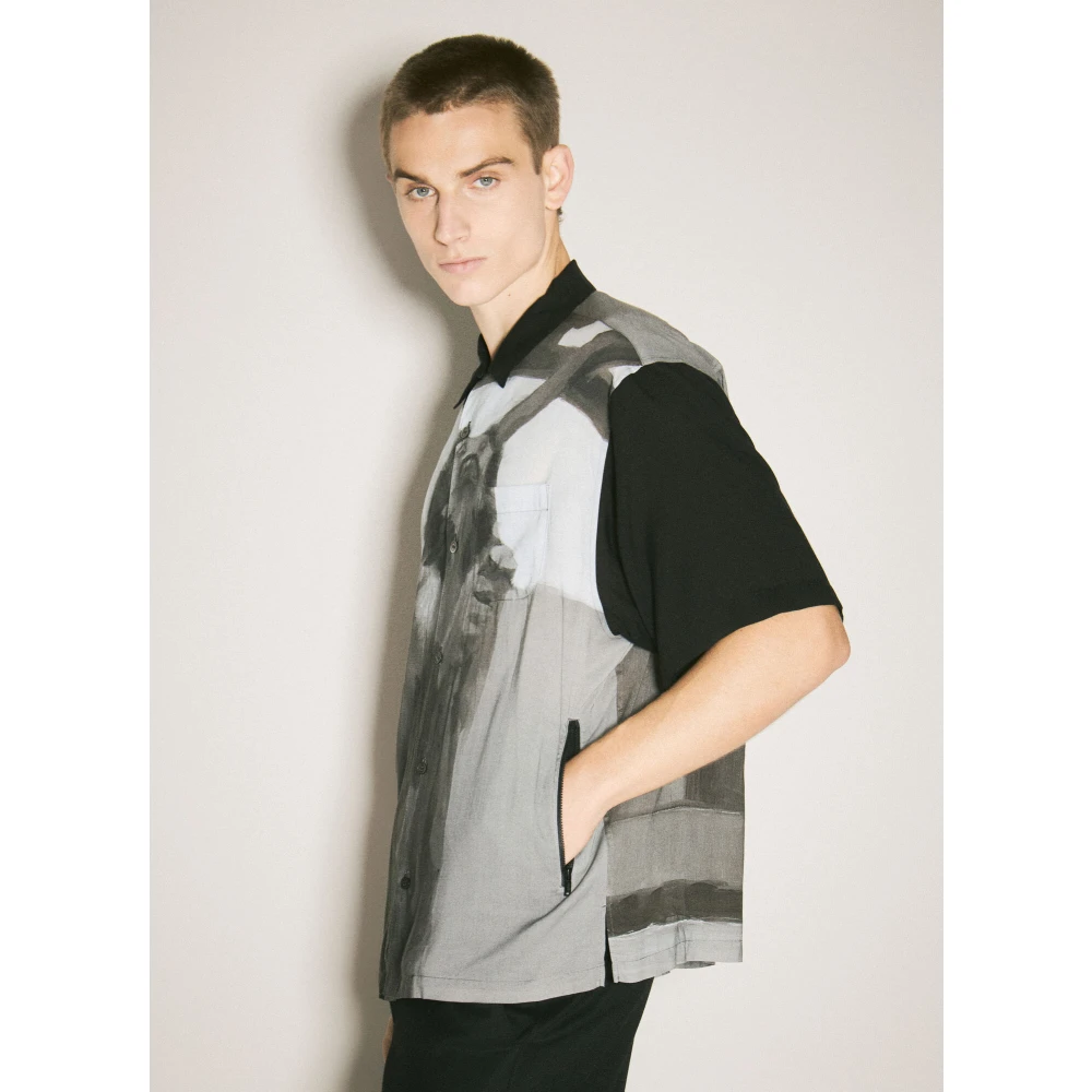 Undercover Grafische Print Satijnen Overhemd Black Heren