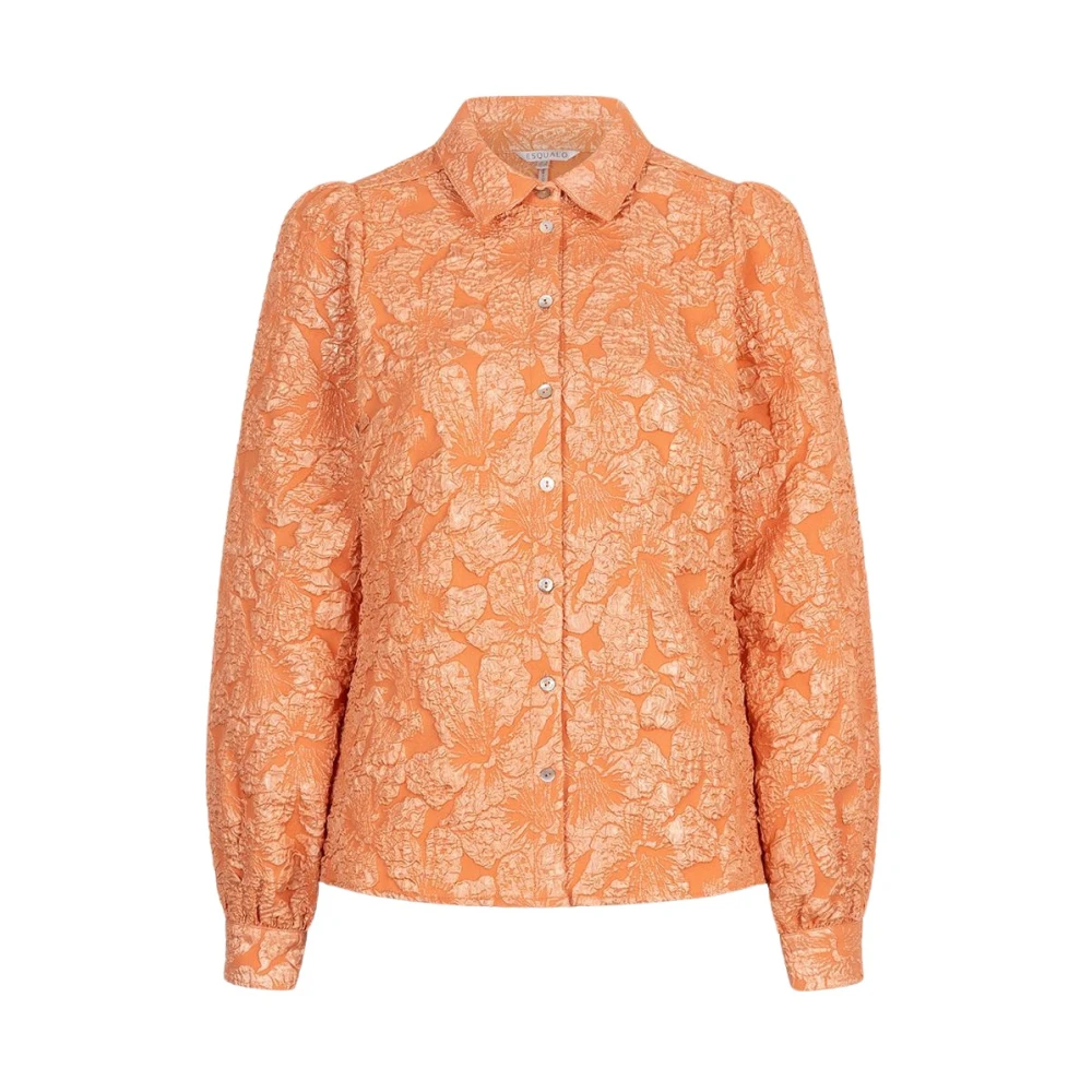 Esqualo Bloem Jacquard Basic Blouse Amber Glow Orange Dames