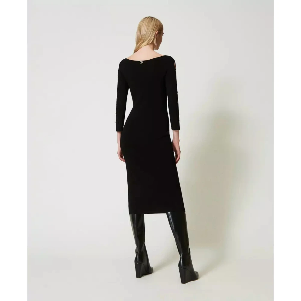 Twinset Gebreide Lange Jurk Black Dames