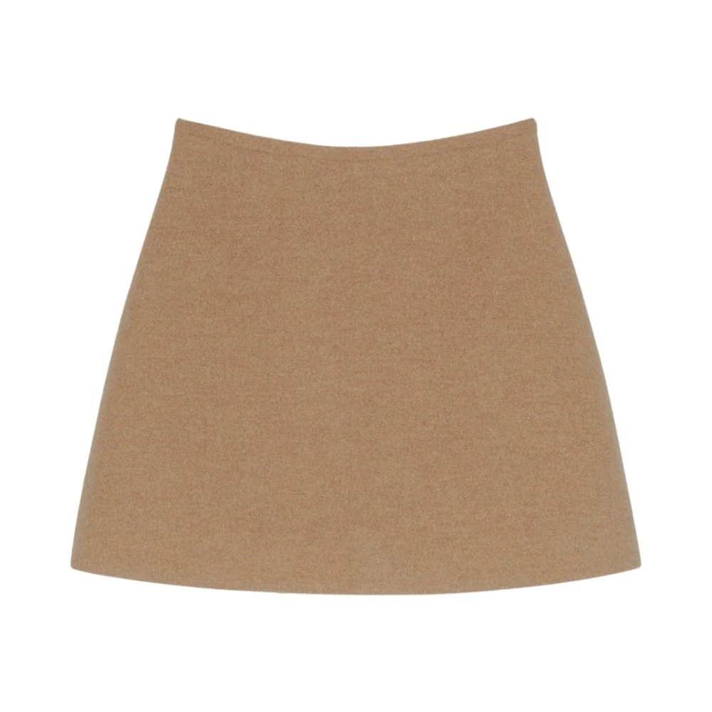 Patou Wollen Mini Rok Brown Dames