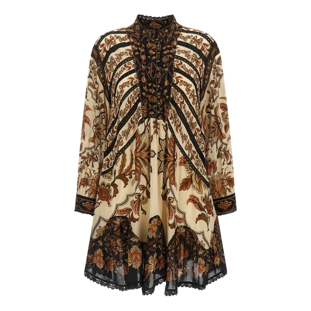 Farm Rio Women's Majestic Garden Lace Long Sleeve Mini Dress
