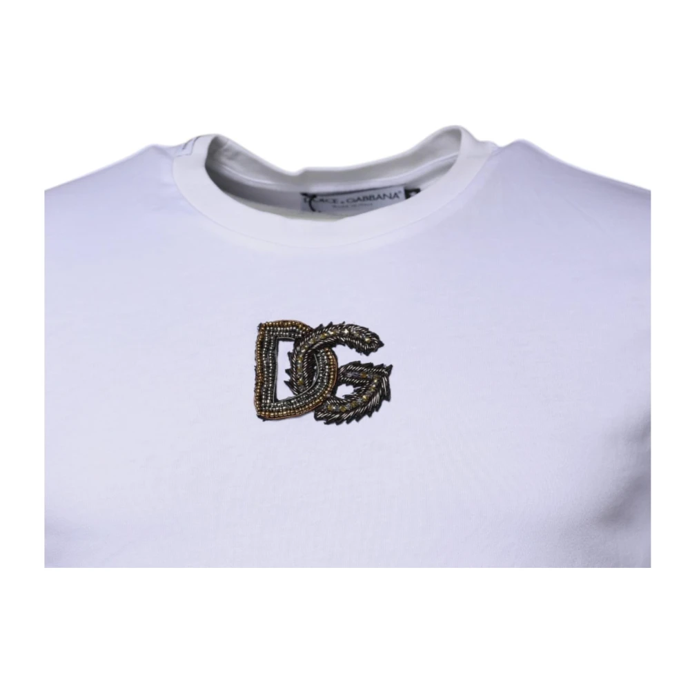 Dolce & Gabbana Wit Katoenen Logo Crew Neck T-shirt White Heren