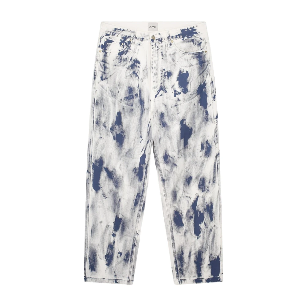 Arte Antwerp Multicolor White Paint Trousers - Male - Straight Fit Jeans - W34 - Jeans