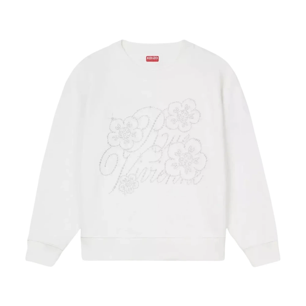 Kenzo Kvinno Vit Sweatshirts & Hoodies Dam, Xs, Bomull, Constellation Sweatshirt Kristall Logo