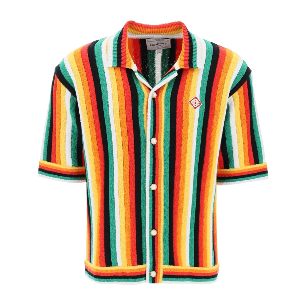 Casablanca Randig stickad bowling skjorta med kubansk krage Multicolor, Herr