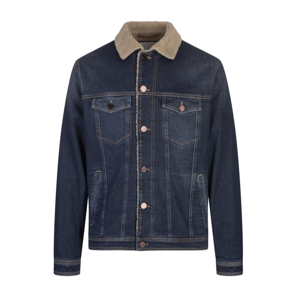 Jacob Cohën Blauwe Sherpa Denim Truckerjas Blue Heren