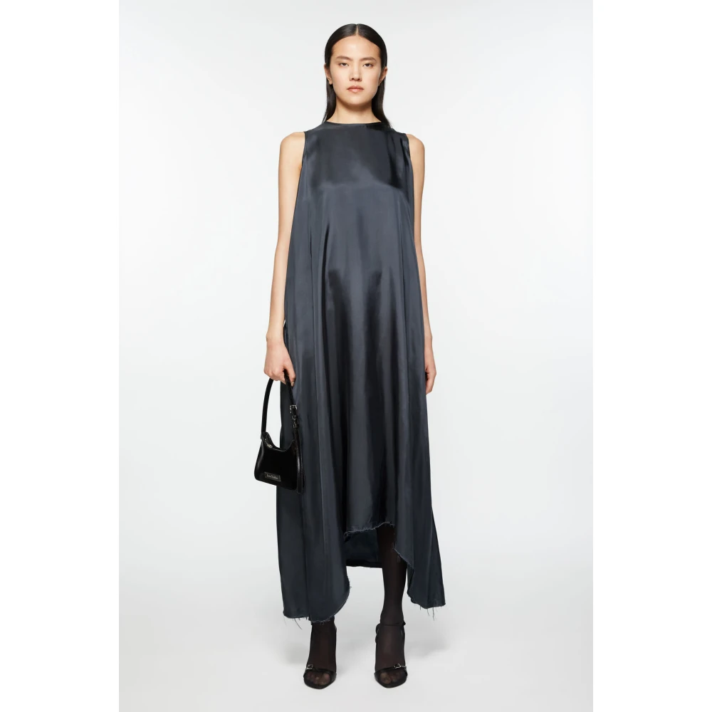 Acne Studios Antracietgrijze Midi Jurk Gray Dames