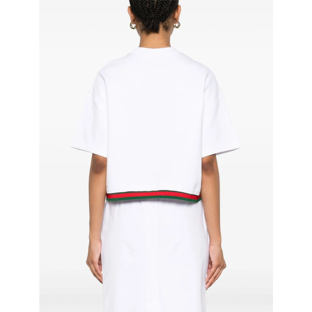 Gucci Witte T-shirts en Polos met Web-stripe White Dames