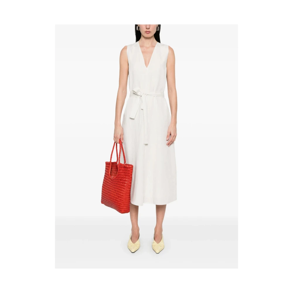 Calvin Klein Witte V-hals Jurk met Volledige Voering White Dames
