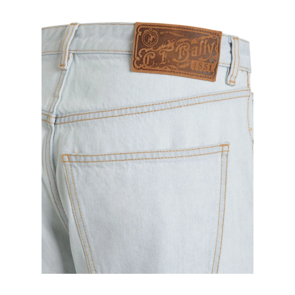 Bally Blauwe Broek Knoopsluiting Contraststiksels Blue Heren