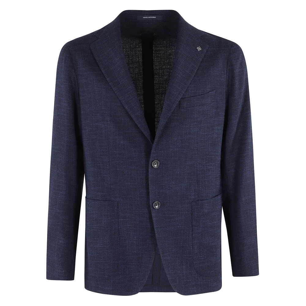 Tagliatore Men's Blue Blazers, 3XL, Jacket 1 Breast Wool Silk Cot Effect