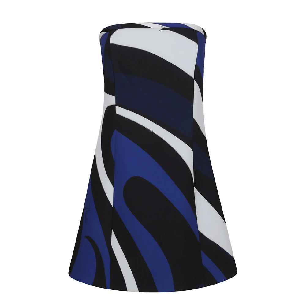 EMILIO PUCCI Blauw Patroon Strapless Jurk Aw24 Multicolor Dames