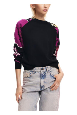 pull-a-manches-longues-floral-noir