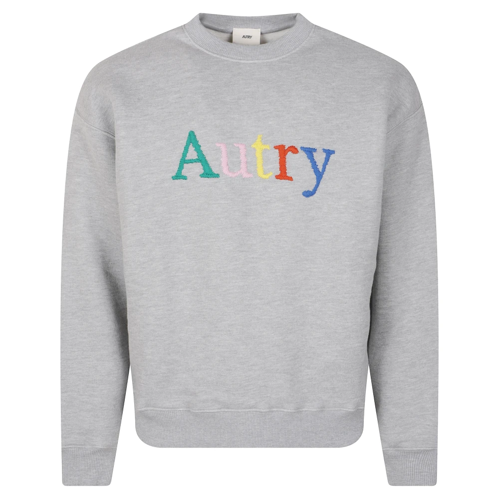 Autry , Sweatshirts, Female, Gray, S, Embroidered Logo Crewneck Sweatshirt - Image 3