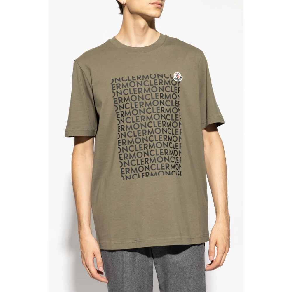 Moncler T-shirt met logo Green Heren