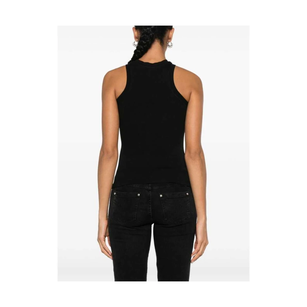 Balmain Monogram Mouwloos Jersey Crew Neck T-shirt Black Dames