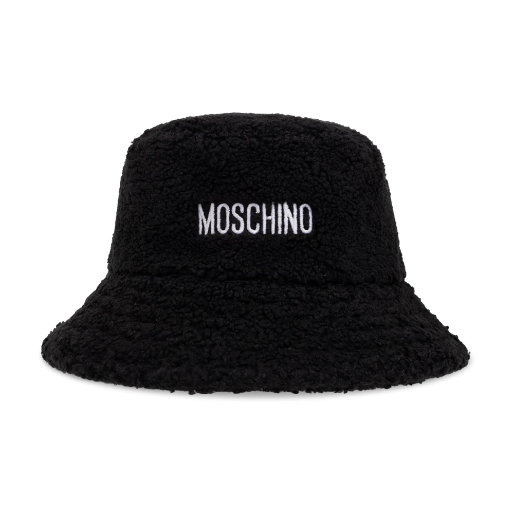 Moschino Eenvoudige Logo Geborduurde Hoed Black Dames