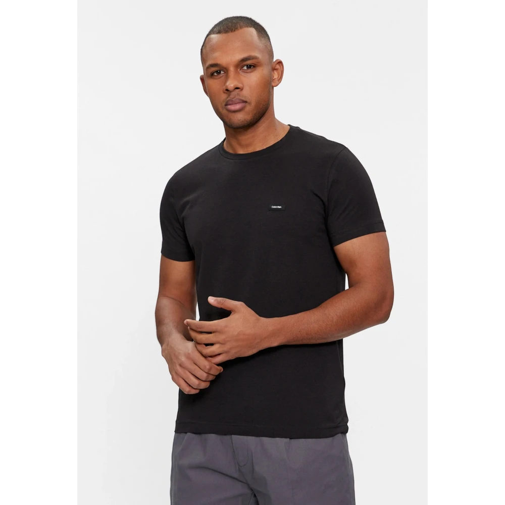 Calvin Klein Zwarte Slim Fit Katoenen T-shirt Black Heren