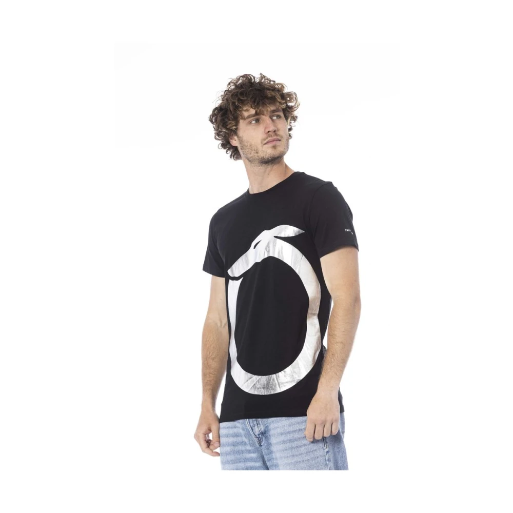 Trussardi Zwart Katoenen Logo Print T-Shirt Black Heren
